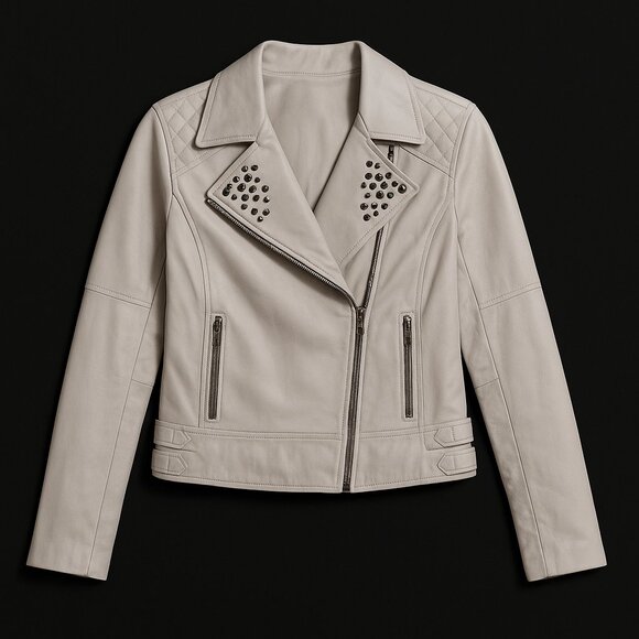 Durango Leather Jacket Demi Monde Moto Biker Zip Pockets Beige Size L NWT - Picture 4 of 10